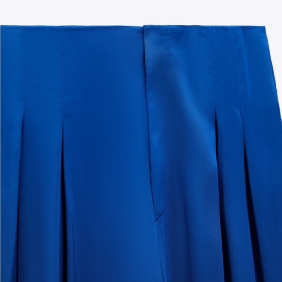 NWT Zara Full Length Satin Effect Wide Leg Trousers Pants - Picture 13 of 15